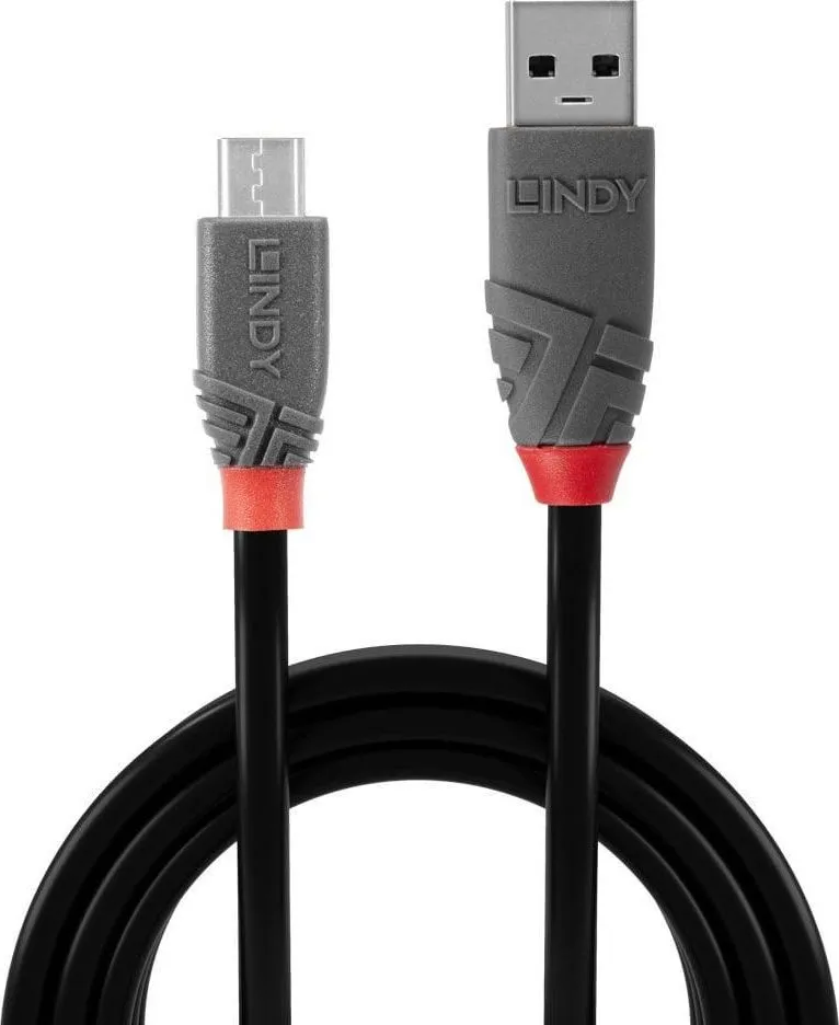 Cablu transfer Lindy LY-36733, USB 2.0 Type A to MicroUSB, 2m, Anthra Line