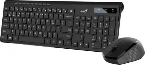 Kit Wireless tastatura si mouse Genius SlimStar 8230, taste numerice, Negru, Romanian