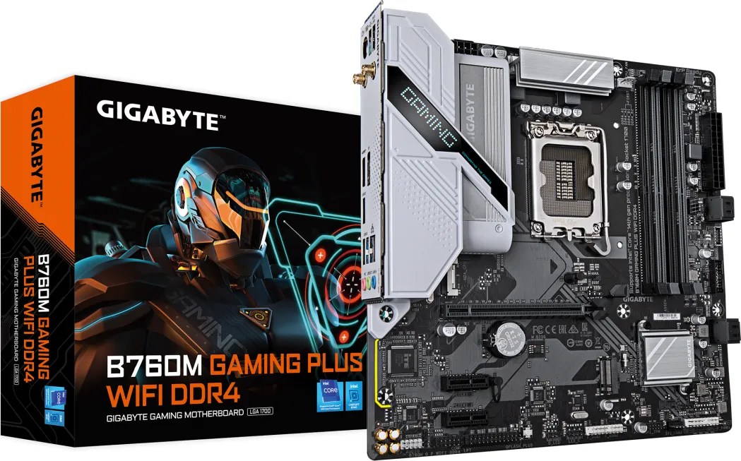 Placa de baza Gigabyte B760M Gaming PLUS WIFI DDR4, Socket 1700, DDR4, Micro-ATX