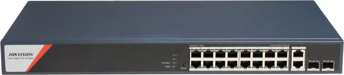Switch Hikvision Gigabit DS-3E1520HP-SI-16P2T2F, 16 porturi, PoE