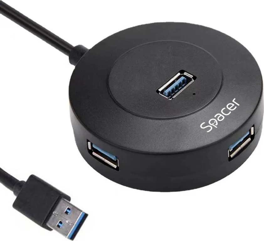 Hub USB Spacer SPHB-USB-4U-02, USB-A, 4 porturi, Negru