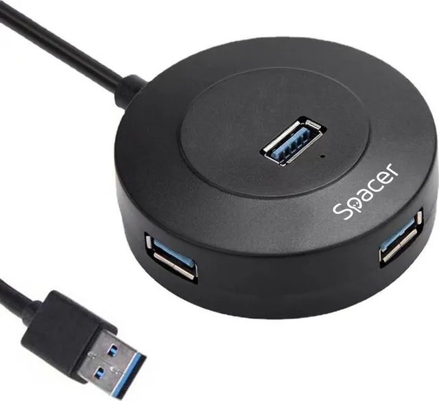 Hub USB Spacer SPHB-USB-4U-02, USB-A, 4 porturi, Negru