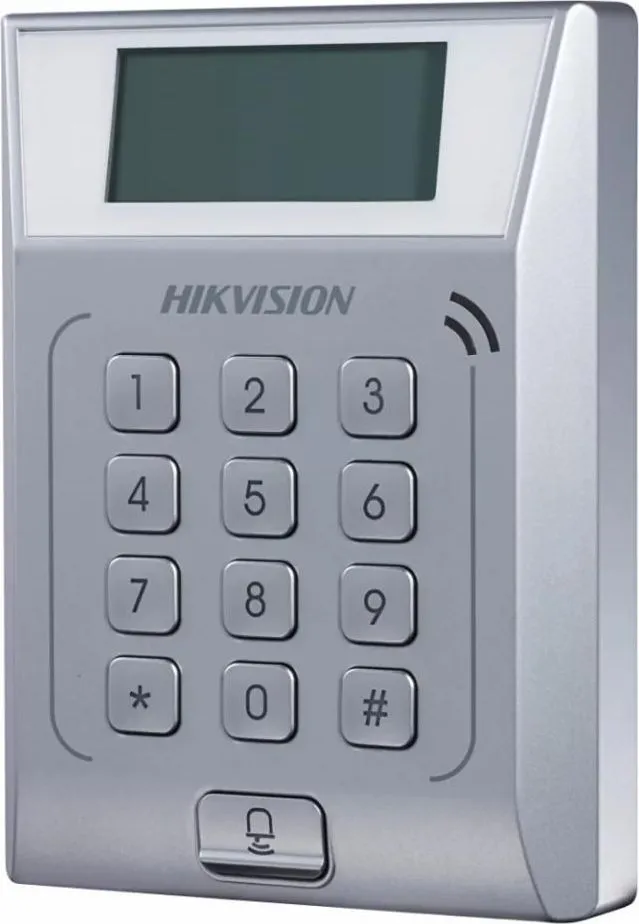 Cititor standalone cu tastatura si card proximitate Hkvision DS-K1T802M, suporta cartele Mifae