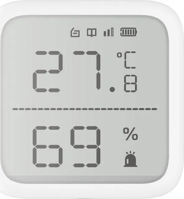 Detector de temperatura si umiditate wireless Hikvision DS-PDTPH-E-WE, seria Axpro