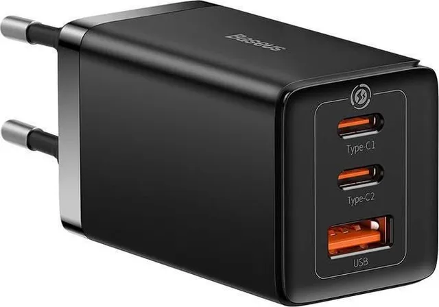 Incarcator retea Baseus GaN5 Pro, 65 W, 3 porturi, Negru