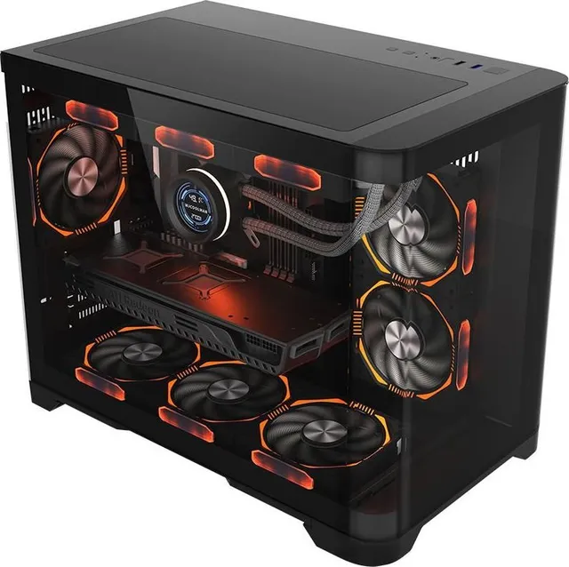 Carcasa 1st Player UV6, RGB, Cube Tower, Black