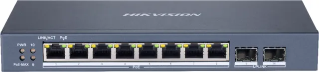 Switch Hikvision DS-3E1510P-SI, 8-port, PoE