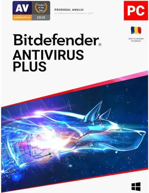 Licenta retail Bitdefender Antivirus Plus - protectie de bazapentru PC-uri Windows, valabila pentru 2 ani