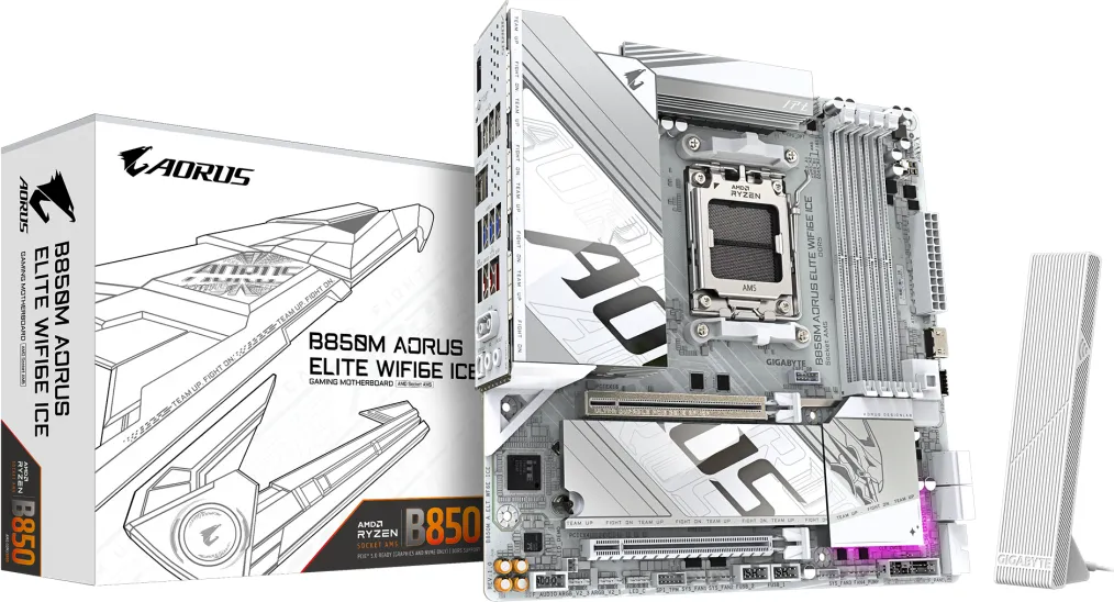 Placa de baza Gigabyte B850M Aorus Elite WIFI6E ICE, Socket AM5, DDR5, Micro-ATX