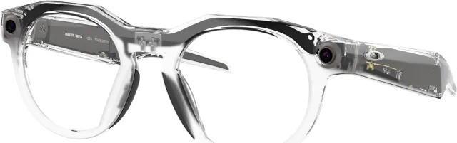 Oakley Meta HSTN AI Glasses Clear Frame Transitions Grey Lenses Wide - High Bridge Fit