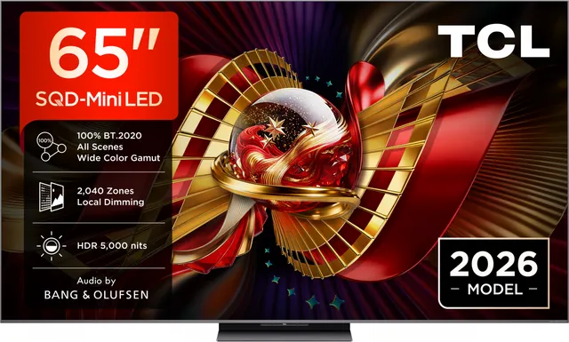 Televizor TCL SQD-MiniLed 65C8L, 164 cm, Smart Google TV, 4K Ultra HD, 144Hz, Bang & Olufsen