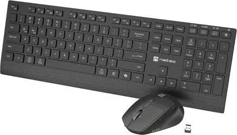Kit Wireless tastatura si mouse Natec Stingray 2, Negru, Romanian