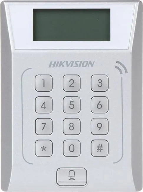 Cititor standalone cu tastatura si card proximitate Hkvision DS-K1T802E, suporta cartele EM 125Khz