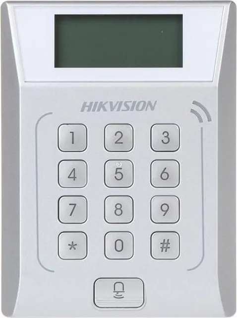 Cititor standalone cu tastatura si card proximitate Hkvision DS-K1T802E, suporta cartele EM 125Khz