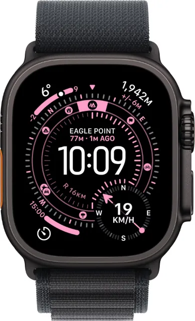 Apple Watch Ultra 3 GPS + Cellular 49mm Black Titanium Case with Black Alpine Loop - Large