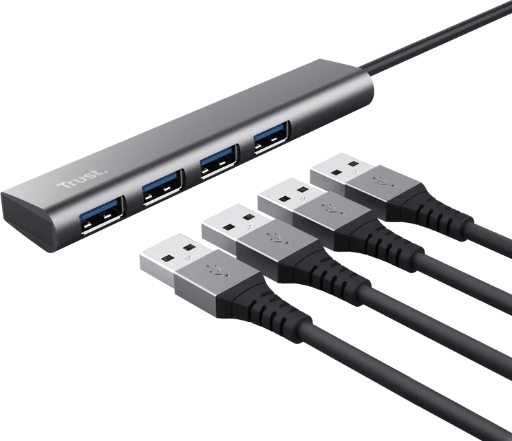 Hub USB Trust Halyx, USB-A, 4 porturi, Argintiu