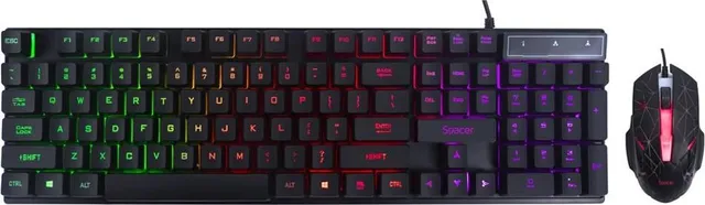 Kit wired tastatura si mouse Spacer SP-GK-01, taste numerice, negru