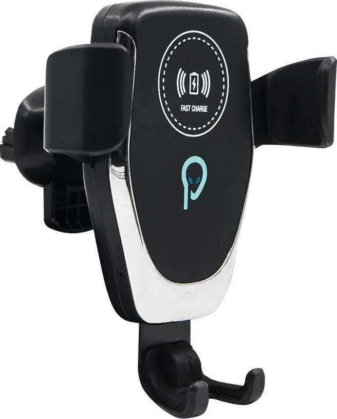 Suport auto si incarcator wireless Spacer pt. SmartPhone 2 in 1, fixare in grilaj, incarcare wireless Qi 10W