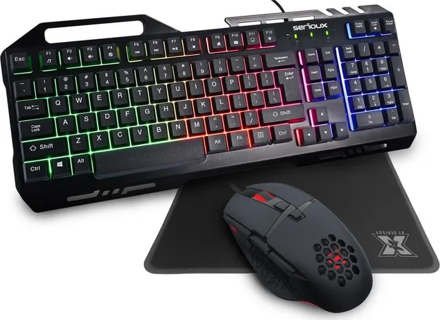 Kit Gaming Serioux Tobis 3 in 1, Tastatura de gaming, 104 taste, 7 taste Anti-ghosting, design slim