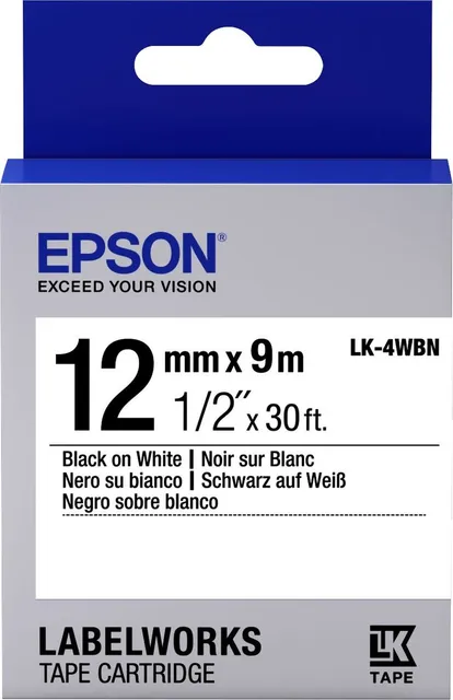 Epson Label Cartridge Standard LK-4WBN Black/White 12mm (9m)