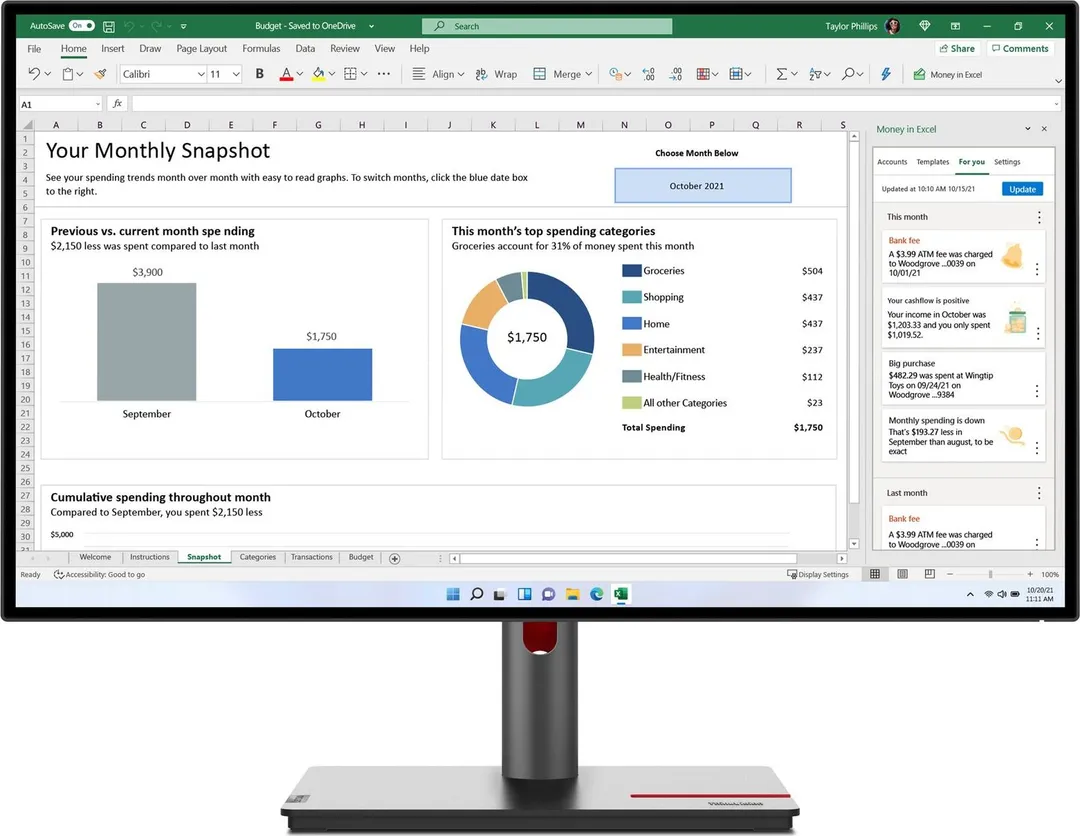 Monitor ThinkVision P27h-30, 27", In-Plane Switching, 16:9, 2560x1440
