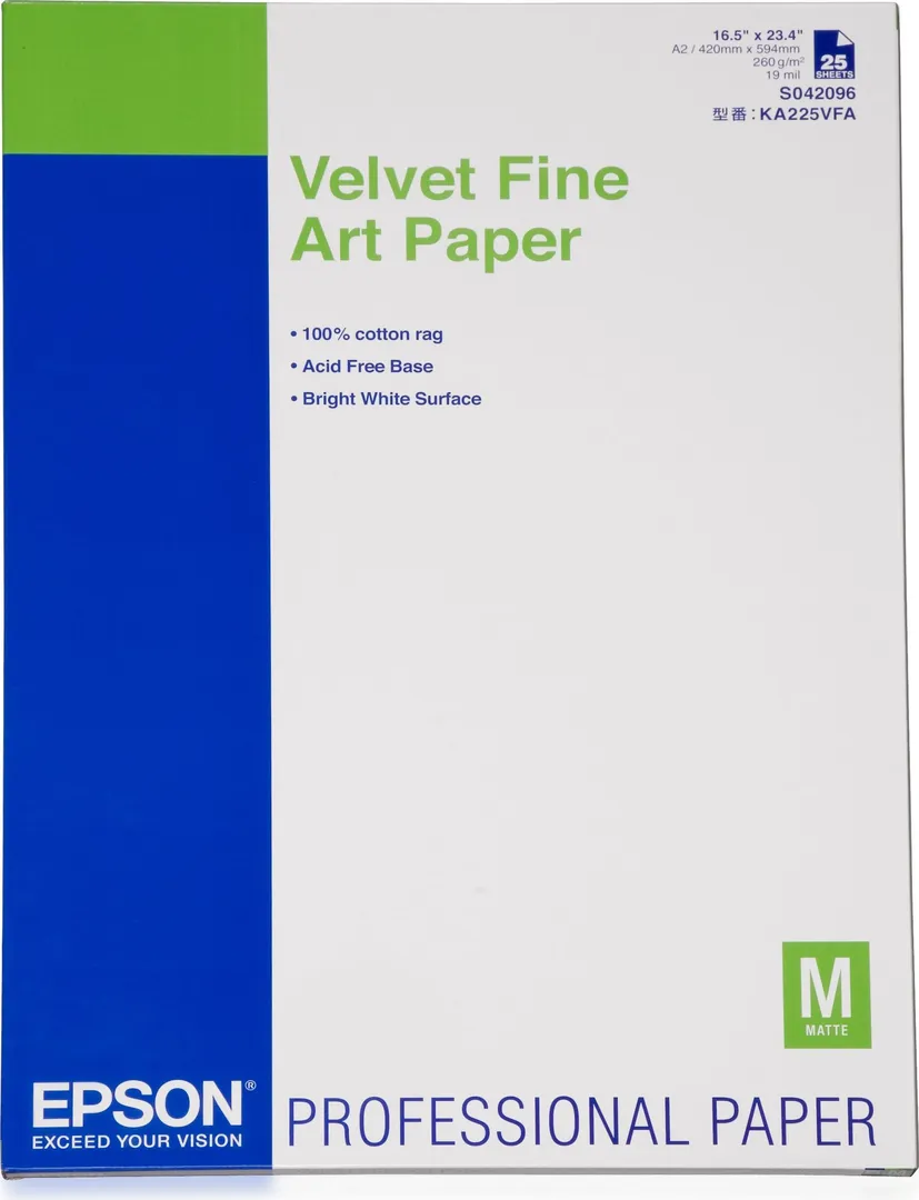 Hartie Velvet FINE ART A2, 260g/m2, 25 Blatt