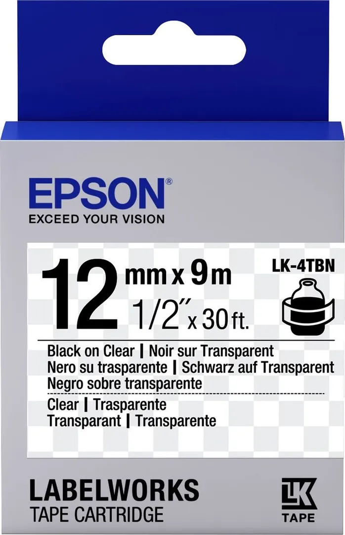 Epson Label Cartridge Transparent LK-4TBN Black/Transparent 12mm (9m)