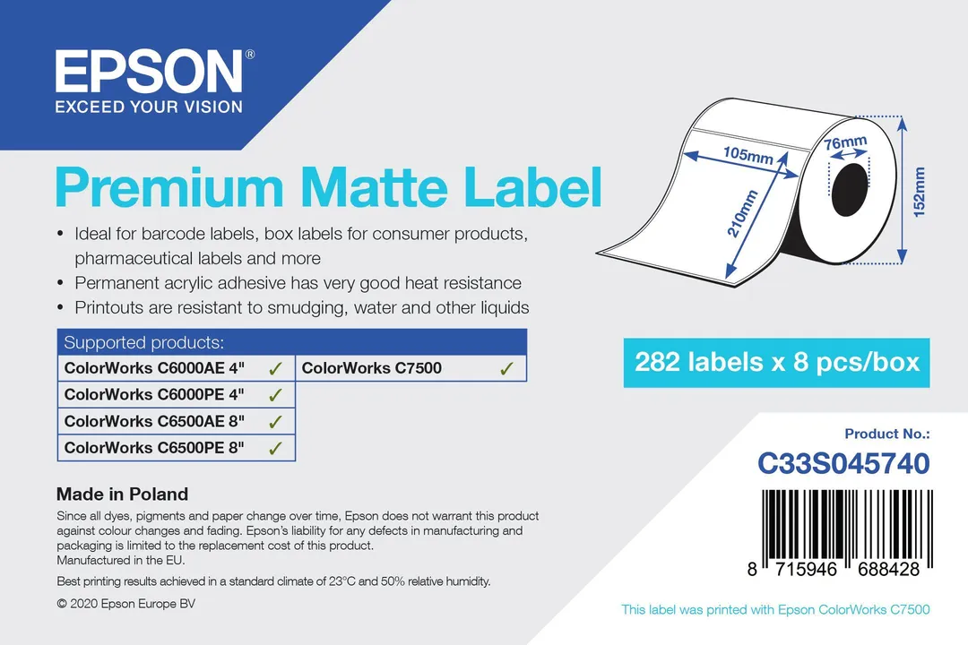 Etichete Premium Matte Label Roll 105X210MM 282 Labels