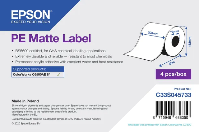 Etichete PE Premium Matte Label Continuous, 203MMX55M C6500AE