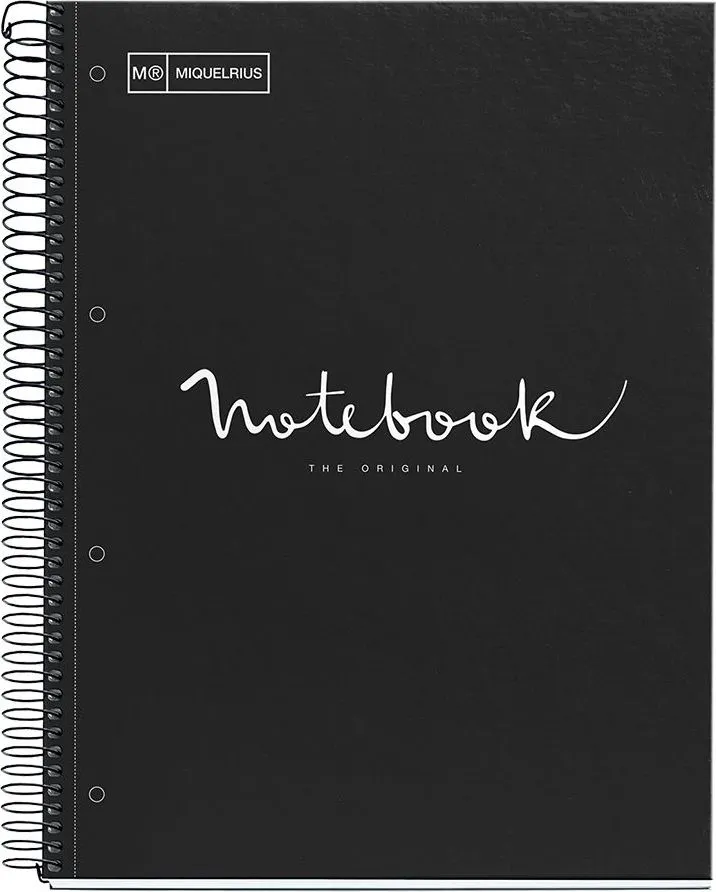 Caiet cu spira, Miquelrius, Emotion, A4, matematica, 80 file, coperta carton dur, negru