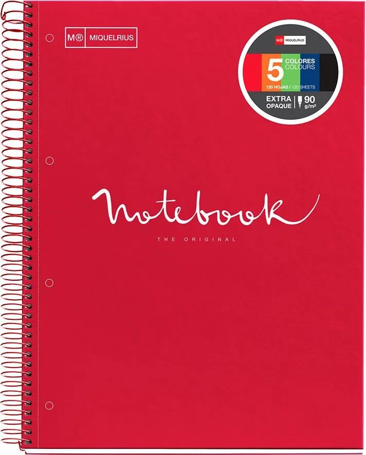 Caiet cu spira, Miquelrius, Emotion, A4, matematica, 120 file, coperta carton dur, rosu