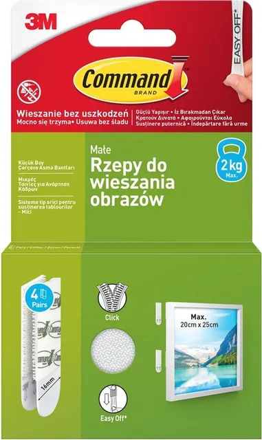 Sistem tip arici sustinere tablouri 3M Command™ 17202 mici, alb, maxim 2 kg, 4 perechi/set