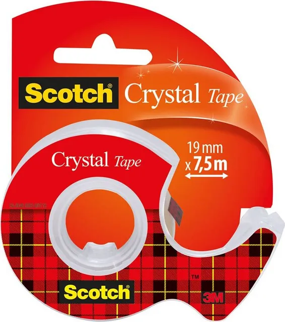 Banda adeziva lucioasa 3M Scotch® Crystal cu dispenser, 19 mm x 7, 5 m, 1 bucata/ pachet