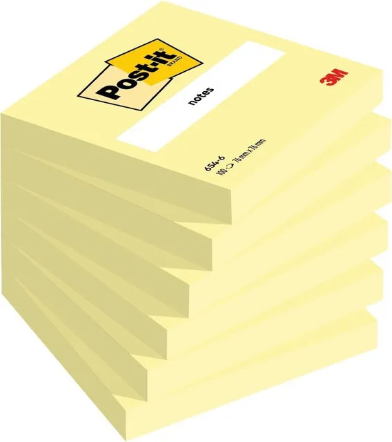 Notite adezive Post-it®, Galben Canary yellow, 76 mm x 76 mm, 100 file/bucata, 100% PEFC