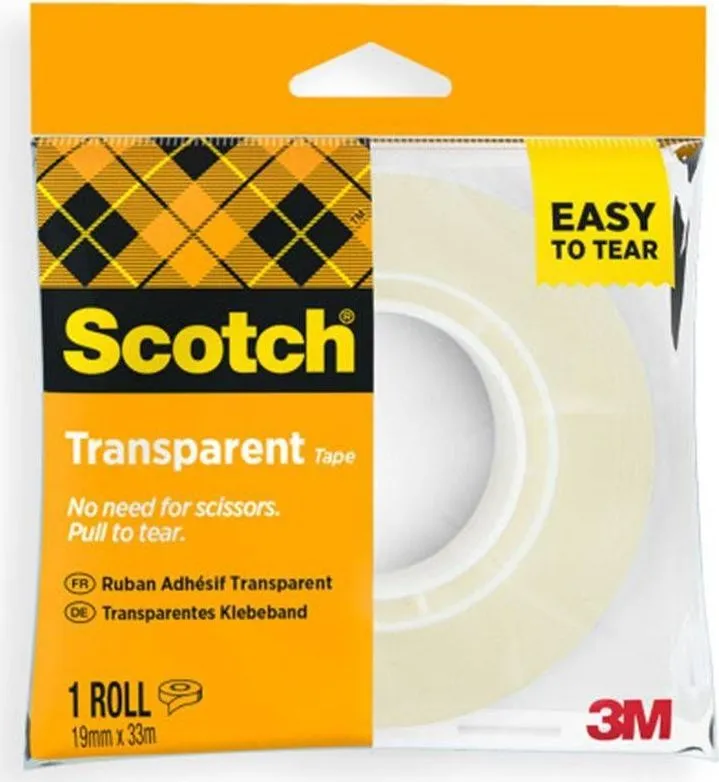 Banda adeziva Scotch transparenta, 19 mm x 33 m
