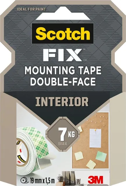 Banda dublu adeziva montare suprafete interioare Scotch-Fix™ 3M, 19 mm x 1.5 m, 1 rola/pachet