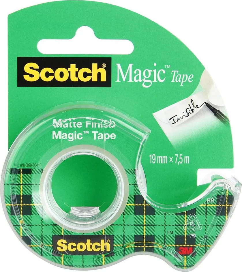 Banda adeziva invizibila mată 3M Scotch® Magic™, 19 mm x 7.5 m, cu dispenser