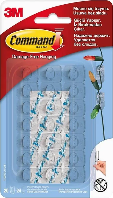 Cleme transparente decorative 3M Command, 225 gr, 20 bucati/set