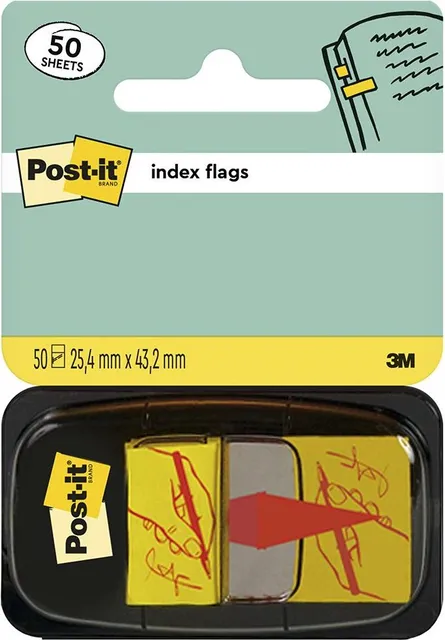 Index Semneaza aici Post-it®, 25, 4 mm x 43, 2 mm, 50 file in dispenser, 1 bucata/pachet