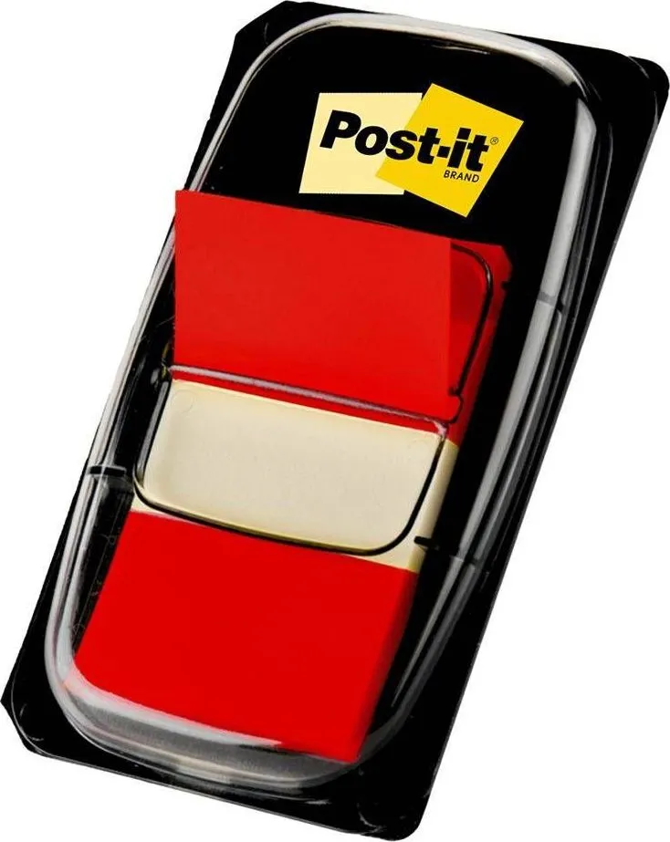 Index Clasic Post-it®, rosu, 25, 4 mm x 43, 2 mm, 50 file in dispenser, 1 bucata/pachet