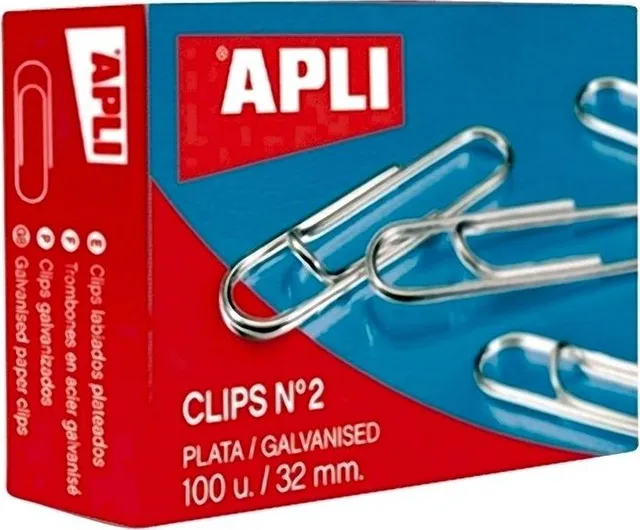Agrafe pentru birou Apli, 32 mm, zincate, 100 bucati/cutie