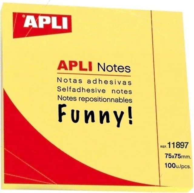 Notite adezive, Apli, 75 x 75 mm, galben, 100 file (AL011897buc)