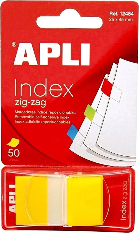 Index Apli, autoadeziv zig-zag, 24 x 45 mm, galben