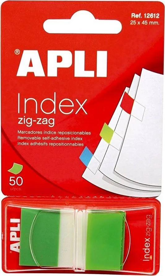 Index Apli, autoadeziv zig-zag, 24 x 45 mm, verde