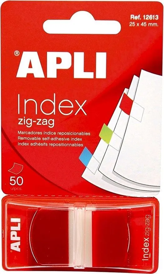Index Apli, autoadeziv zig-zag, 24 x 45 mm, rosu