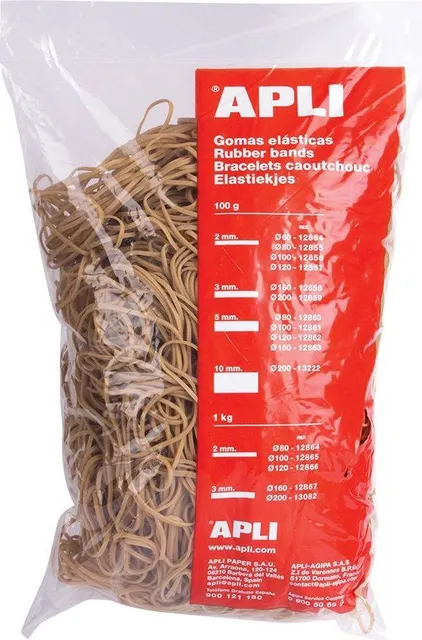 Elastice Apli, diametru 120 mm, latime 2 mm, 1 kg/punga