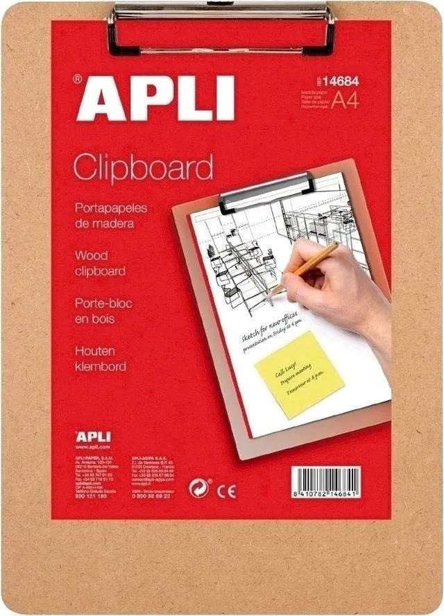 Clipboard simplu APLI, A4, lemn
