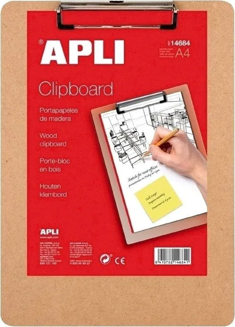 Clipboard simplu APLI, A4, lemn