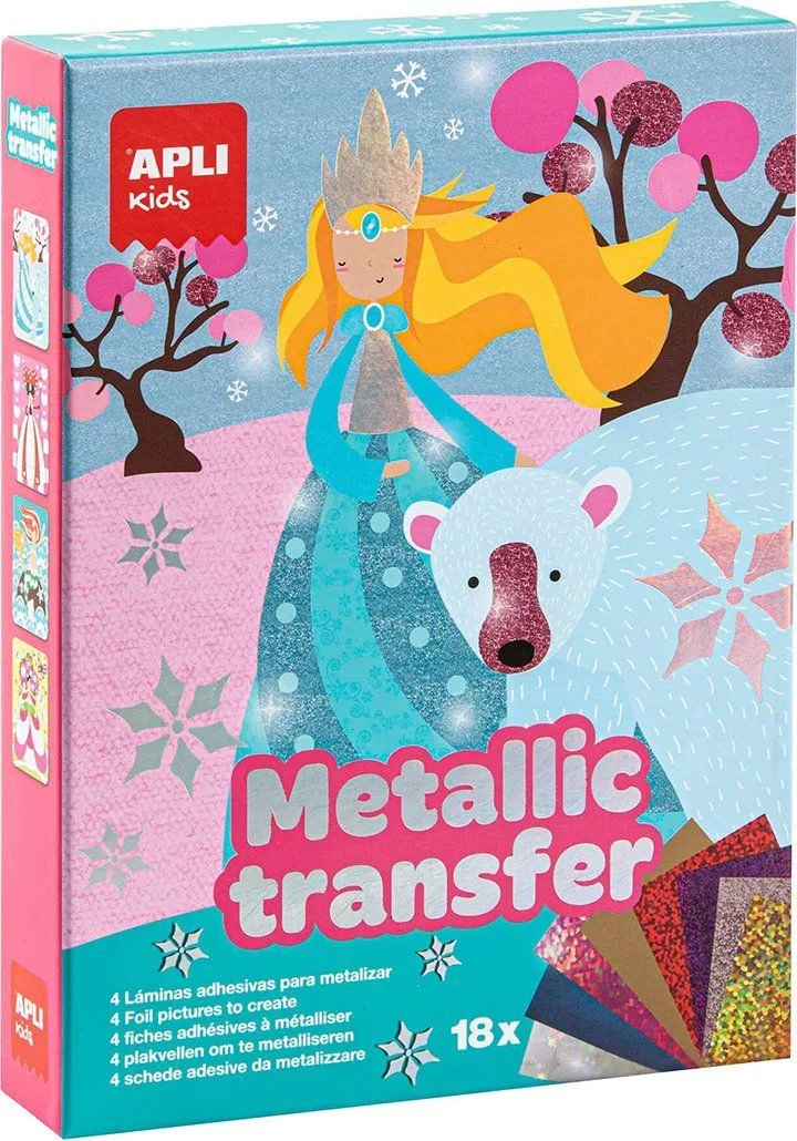 Joc creativ cu atocolante metalizate, APLI, tema Printese
