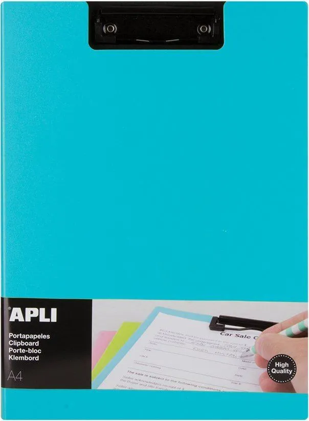 Clipboard Apli A4 PP cu clapa albastru deschis, clip metalic, rezistent